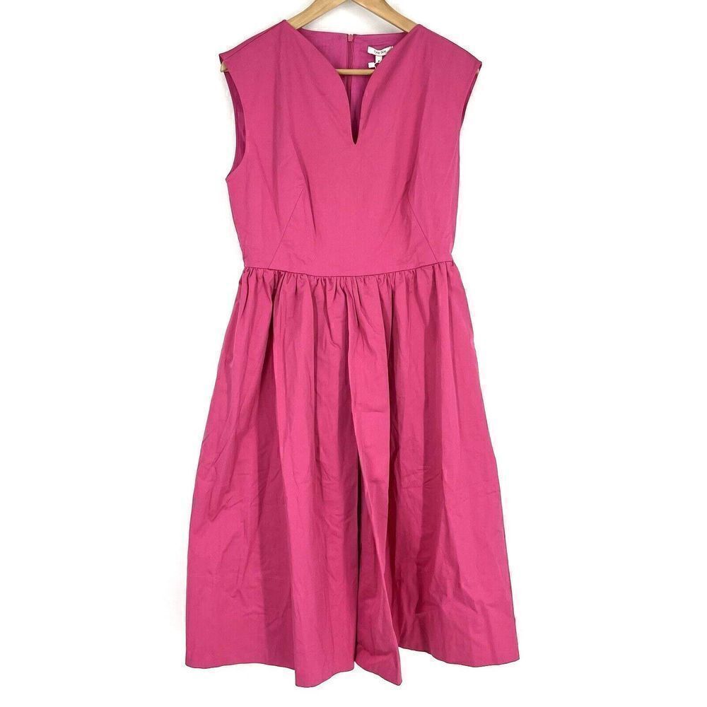 Tyler Boe Dress Size 8 Womens Peony Pink V Neck Penny Barbiecore Pleated Twirl